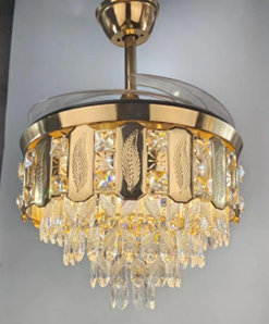 Iron Art Crystal Dual-Color Fan Ceiling Light