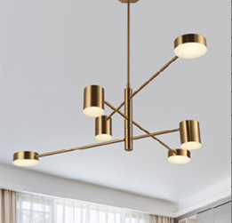 The Nordic 8-Head Ceiling Light redefines modern elegance with its pure copper finish and geometric balance,