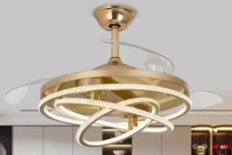 Luxury Crystal and Iron Dual-Color Ceiling Fan Light - 108 Inches